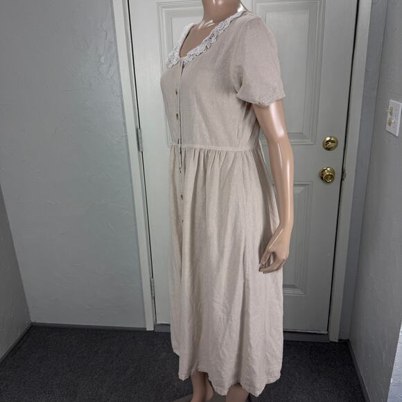 Vintage 90s Silk Exchange Women's Dress Small Button Lace Cottage Core T3-25 - Picture 3 of 7